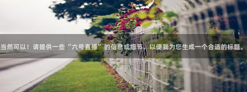 乐球吧jrs直播低调：当然可以！请提供一些“六号直播”的信息或细节，以便我为您生成一个合适的标题。
